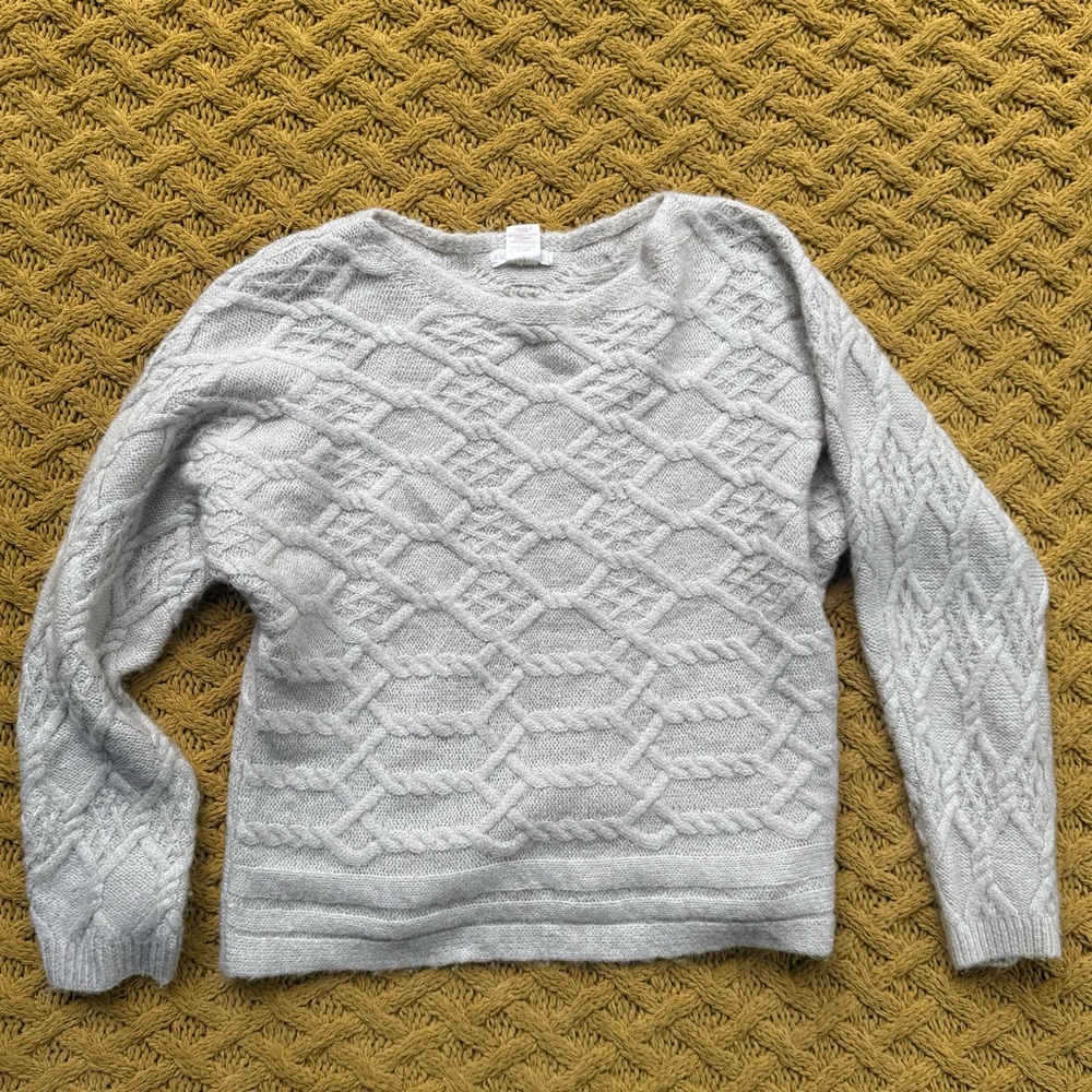 Rachel Ashwell Plain Cream Cable Knit Jumper Womens Size XS Cropped Fit Sweater